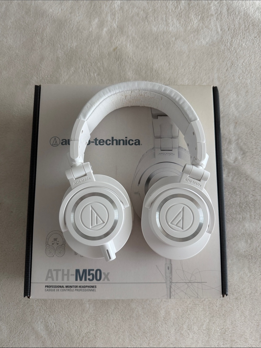 Audio Technica White Over-Ear ATH-M50x Studio Headphones